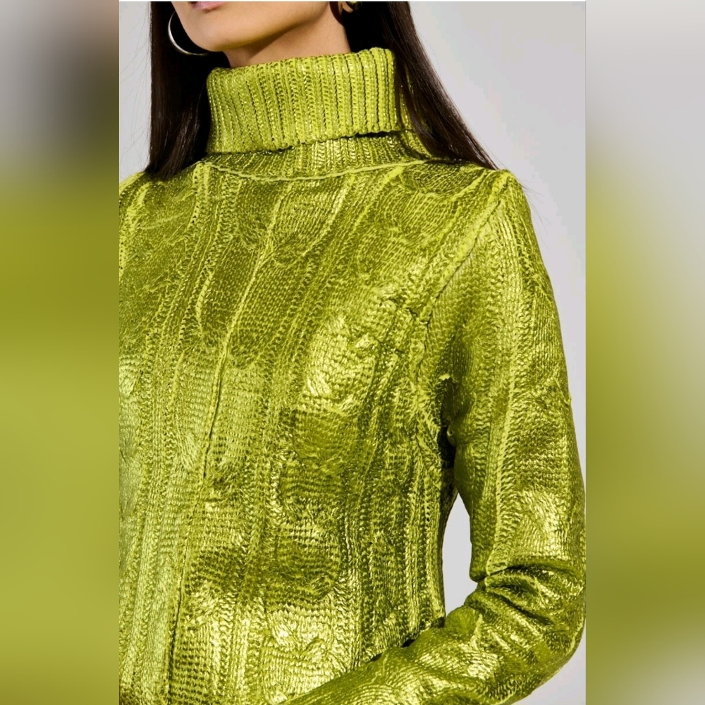 AKIRA BACK TO DECEMBER High-Low Metallic Sweater Dress SZ L/XL - Picture 6 of 7